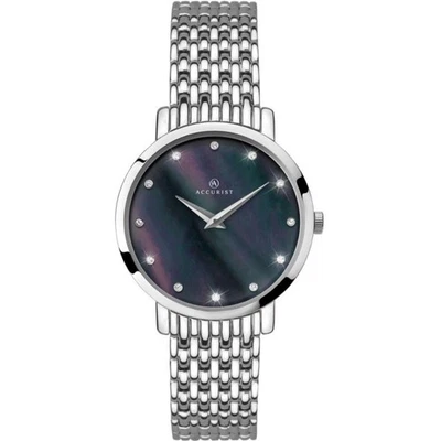 Accurist 8158 Damas Acero Inoxidable Negro Madreperla Esfera 2 Años Garantía Foto 1 de 2