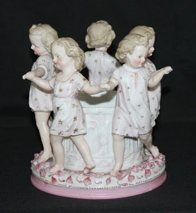 Antike deutsche Porzellan Figur Ernst Bohne Söhne. Tanzende Kinder im Kreis - Bild 1 von 19
