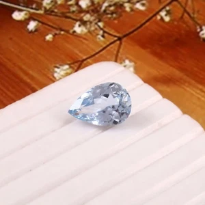 Piedras preciosas sueltas naturales brasileñas Santa María azul aguamarina corte pera 3,20 quilates - Imagen 1 de 5
