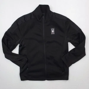Spyder Jacket Mens Medium Black Fleece Full Zip Textured Outdoor - Picture 1 of 14