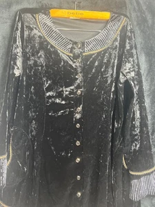 Markiza Collection Black Velvet Tunic Dress Embellished Beading Size 52 - Picture 1 of 4