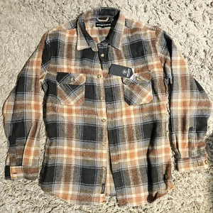Molokai Surf Flannel Shirt Mens Medium Brown Black Plaid Button Down Outdoor NWT - Picture 1 of 14