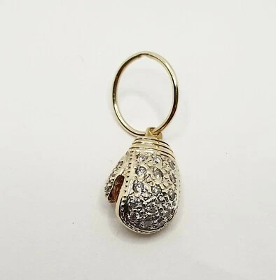 9ct Gold Boxing Glove CZ Yellow Gold Large Pendant Big Loop 375 9K Hallmarked  - Изображение 1 из 4