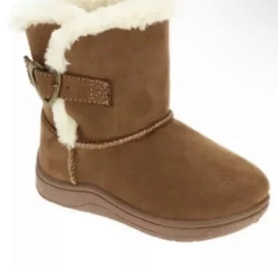 Botas forradas de piel de oveja marrón de piel de oveja talla 2 para niñas pequeñas Foto 1 de 4