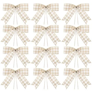 12 Pieces Buffalo Plaid Bows Burlap Decorative Velvet Bows for Wreaths for Va... - Picture 1 of 7