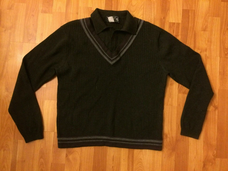 Men's Nat Nast Luxury Originals Size Med 100% Wool Shirt V-Neck Collar - Image 1 of 3