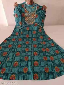 JAIPURI RAYON ANARKALI KURTI FOR WOMEN AND GIRLS FESTIVE WEAR ANARKALI - Picture 1 of 7