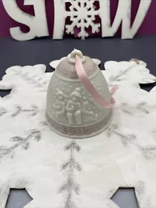 Lladro 1987 Porcelain Christmas Bell Ornament ~3" Three Little Children In Snow - Picture 1 of 10