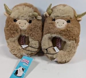 Fuzzamallows by Squishmallows Wilfred The Longhorn Plush Slippers Kids Size 13-1 - Picture 1 of 4