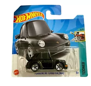 Porsche 911 Turbo 3.6 964 Black Hot Wheels Tooned 2023 #234 Short Card HKG69 - Picture 1 of 2