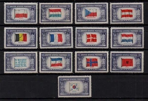 USA, SCOTT # 909-921, MNH COMPLETE SET OF 13 OVERRUN COUNTRIES, YEAR 1943-1944 - Picture 1 of 1