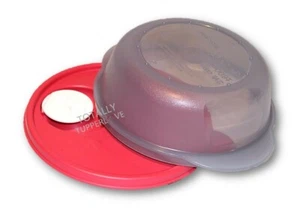 Tupperware CrystalWave 2.5 tazas contenedor redondo para almuerzo seguro para microondas gris rojo ❤️ - Imagen 1 de 2