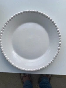 Set of 6 import Pier 1 White Salad Plates with Beaded Edge - Picture 1 of 2