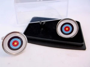 ARCHERY ARCHERS TARGET CUFFLINKS CUFF LINKS BADGE NOVELTY GIFT - Picture 1 of 8