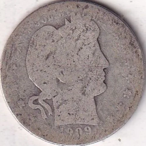 1909 SILVER Barber Quarter #252 - AG - BEAUTIFUL COLOR - BEAUTIFUL COIN Cover