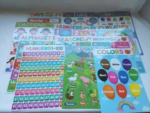 12 Educational Posters for Preschoolers Toddlers Kids Kindergarten Classroom 16" - Picture 1 of 12