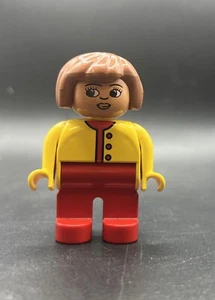Lego Duplo People Figure Girl Yellow Shirt Red Pants - Picture 1 of 2