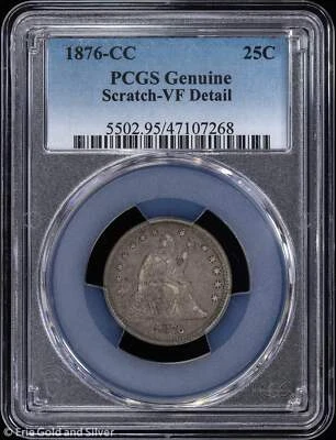 1876-CC 25C Seated Liberty Quarter PCGS Genuine VF Detail - Image 1 of 4