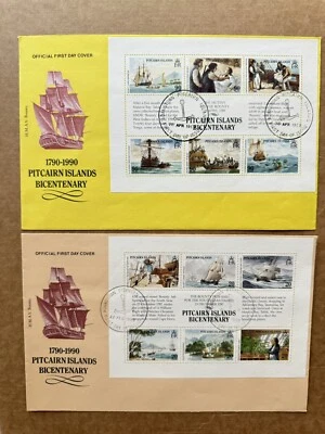 Pitcairn Islands 1989 FDC (76) Pitcairn Bicentenary Sheets #320-21 +HMAV Bounty - Image 1 of 2