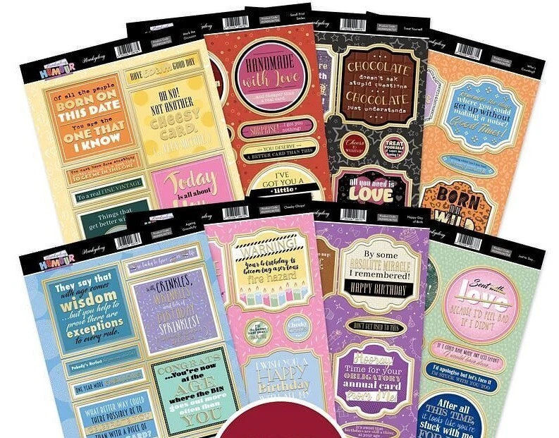 Hunkydory - HUMOUR LUXURY CARD TOPPERS - 8 OPTIONS AVAILABLE.