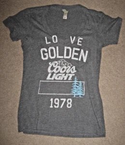 VTG LOVE GOLDEN COORS LIGHT BEER Short Sleeve T-Shirt Size M WOMENS NEW AGENDA - Picture 1 of 4