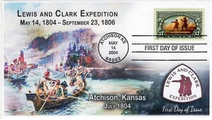 AO-3854-4, 2004, Lewis and Clark Expedition FDC, Add On Cachet, Atchison KS, SC - Picture 1 of 1