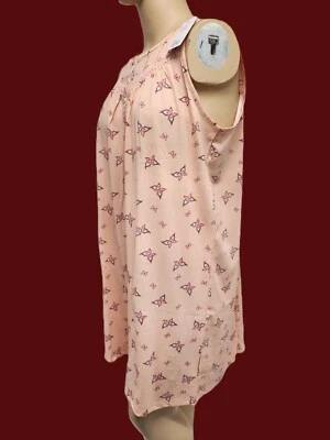 Nuevo con etiquetas Camisón Croft & Barrow Mujer Sin Mangas Mezcla Algodón Tejido Melocotón Mariposa Foto 1 de 4