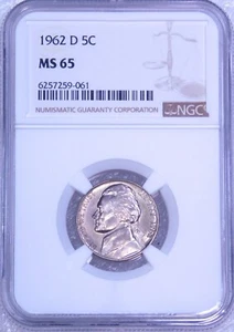 1962-D Jefferson níquel NGC MS65 se ve pasos completos recién graduado PQ #Y999 - Imagen 1 de 5