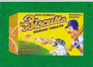  2016 TOPPS WACKY PACKAGES MLB - MONTGOMERY BISCUITS DOGGIE TREATS - GREEN GRASS - Picture 1 of 1