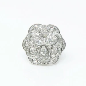 NYJEWEL Large 18k White Gold 6ct Diamond Floral Ring - Picture 1 of 7