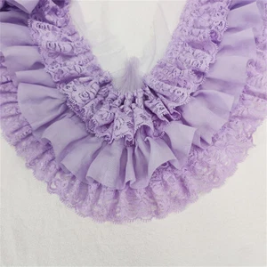 1Yd 3 Layers Lace Pleated Edge Trim Ruffle Chiffon Fabric Frill Dress Hem Sewing - Picture 1 of 7