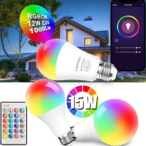 1/3PK LED Light Wireless WIFI Bulb RGB Wifi Smart Remote Music Playing E26 2022
