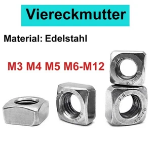 Quadratische Edelstahl Vierkantmutter Schiebemutter DIN 557 M3 M4 M5 M6 M8-M12 - Picture 1 of 15