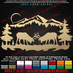 - Elk Two Bull Elk Fighting Scenery Truck Hunting Sticker Window Vinyl Decal - Picture 1 of 12