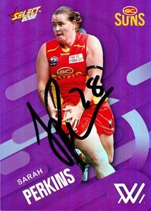 Signed 2022 Gold Coast Suns AFLW Footy Stars Purple Card - Sarah Perkins - Picture 1 of 3