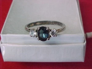 Anillo vintage antiguo de plata esterlina 925 genuino turmalina azul circonita cúbica 8,25 sello - Imagen 1 de 12