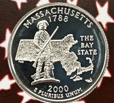 2000-S Massachusetts Silver Proof State Quarter 90% Silver From Proof Set - Image 1 of 2