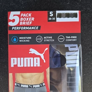 Puma Mens 5 Pack Athletic Fit Performance Training Boxer Brief Tag Free Size S - Picture 1 of 5