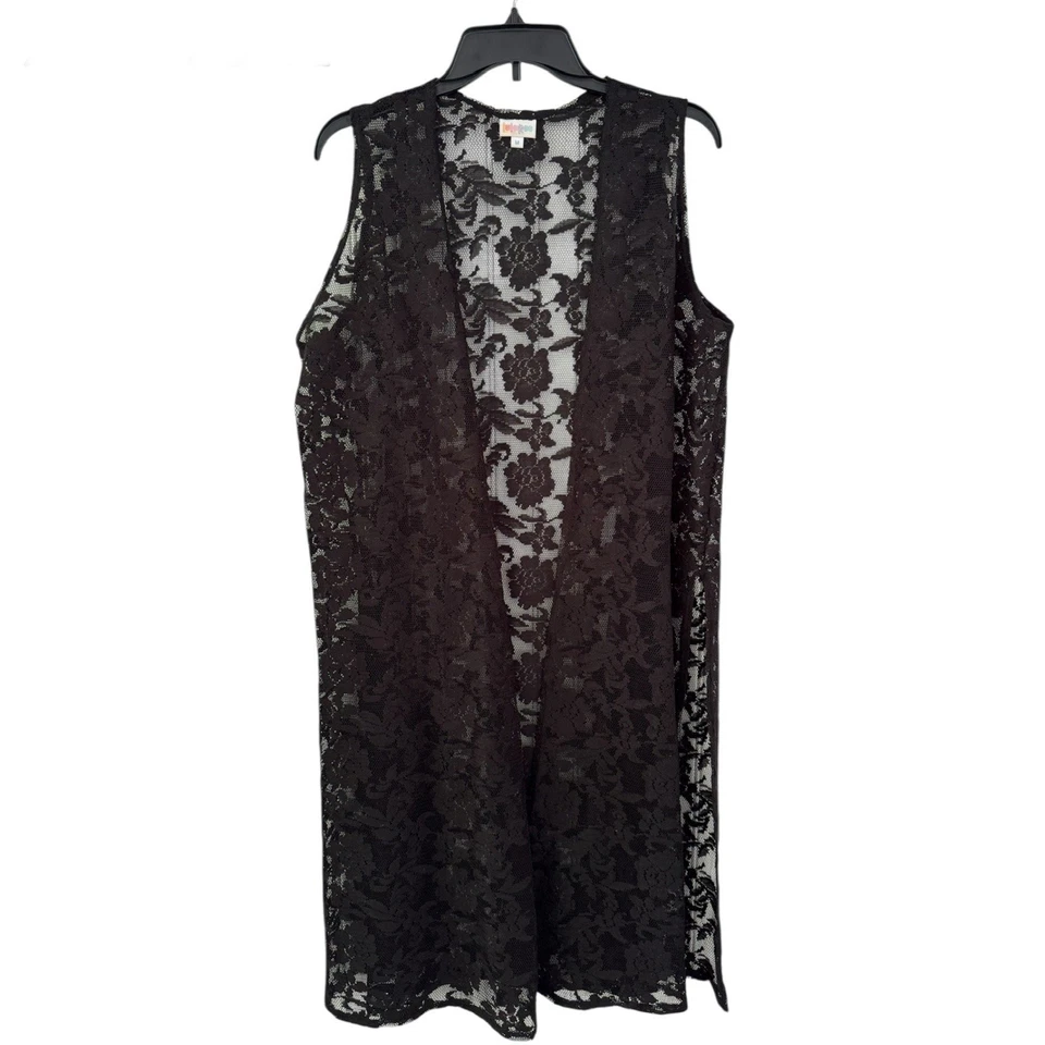 Lularoe M Largo Negro Floral Encaje Topper Transparente Romántico Femenino Oscuro Capricho Foto 1 de 4
