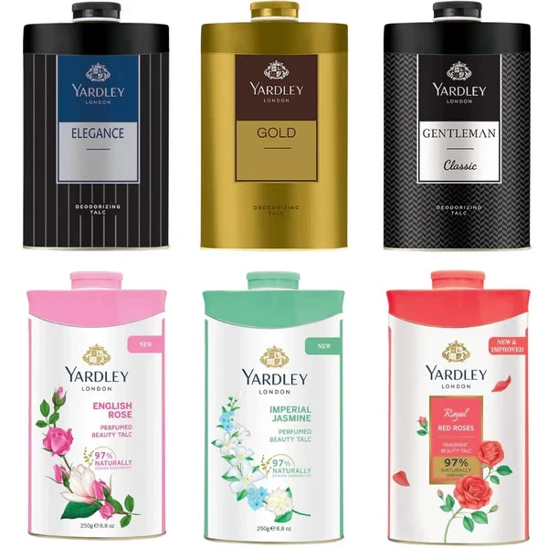 Yardley London Body Powder 250 ml – Gold, Gentleman, Jasmine, Sandal, Rose