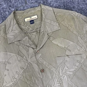 Tommy Bahama Relax Mens Shirt Hawaiaan Green Short sleeves Silk Palms Large - Picture 1 of 5