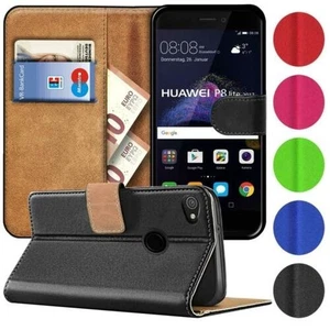 Phone Case for Huawei P8 Lite 2017 Cover Premium PU Leather Flip Protective Case - Picture 1 of 10