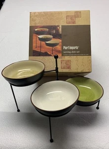 Pier 1 Imports Serving Dish Set NEW in Box Iron Stand W/ 3 Bowls - Picture 1 of 11