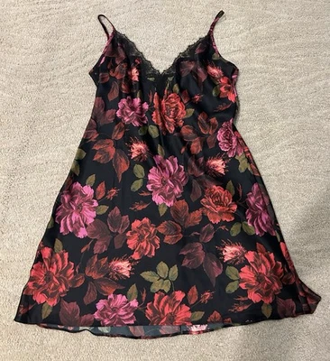Victoria's Secret black floral satin/lace slip, one piece, SZ S, BNWT* - Image 1 of 4