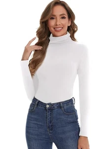 SHAPERIN Damen Langarm Body Mock Rollkragen weich Slim Fit, Large - Bild 1 von 2