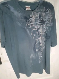 Harley Davidson Herren Logo T-Shirt Tee Gr. 2X Blau Grau Dale's Mt. Vernon Ill. - Bild 1 von 7
