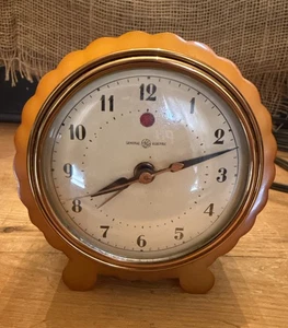 VINTAGE GE BUTTERSCOTCH CATALIN BAKELIT WECKER 7H80 funktioniert - Bild 1 von 9