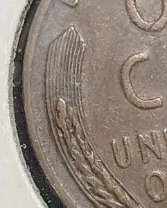 1955 Wheat Cent Die Chip On Wheat Stalk Error - Picture 1 of 3
