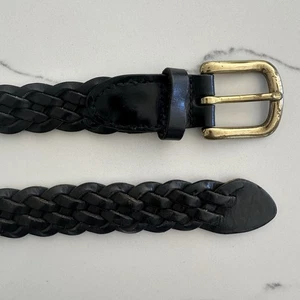 Cinturón de cuero trenzado GAP vintage con hebilla de latón en negro talla grande - Imagen 1 de 7