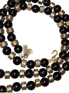 Yvonne Saint Laurent Extra Long Black And Silver Beaded Necklace Vintage Rare A+ - Picture 1 of 13